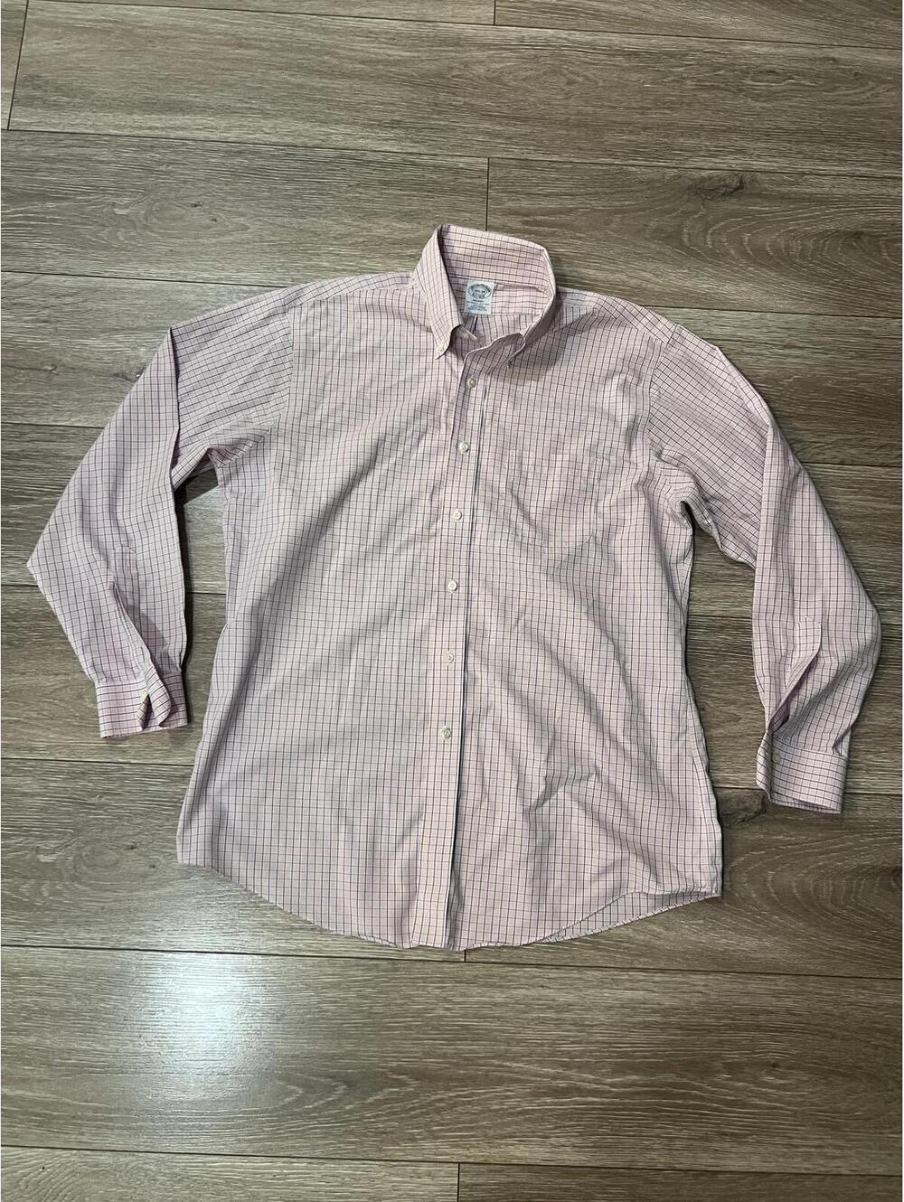 Brooks Brothers Regent Men's Dress Shirt Orange/Blue Plaid 16.5" Neck/34" Sleeve